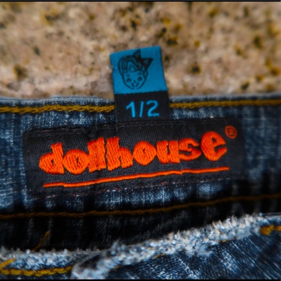 Y2K Dollhouse “You are beautiful” Denim Jeans Size 1/2 Mid-Rise Flared - Picture 2 of 9